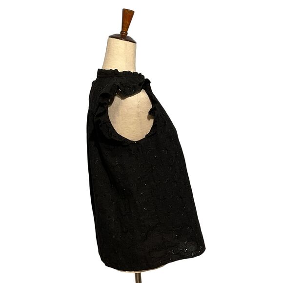 Loft Eyelet Ruffle Split Neck Shell Top Medium - Picture 4 of 11